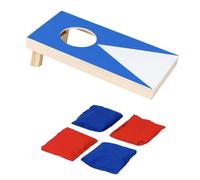 KIXZSAZ Juego portátil para lanzar maíz - Divertido Juego para lanzar maíz con Bolsa de Frijoles, 4 Sacos de Arena de para Madera, Divertido para niños, Pequeño (Azul)