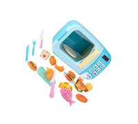 KIXZSAZ Juguetes de Cocina para niñas, Divertidos Juegos de simulación, minicocina de Juguete para niños, Accesorios de microondas para una diversión , Azul , 31 Piezas