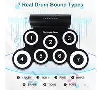 KIXZSAZ Kit de batería de práctica con simulación de sonido de batería Real y juego de almohadilla de rollo de Gel de sílice de batería electrónica de efecto fuerte juego Musical
