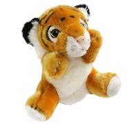 KIXZSAZ Marioneta de Mano de Tigre, tamaño pequeño, Juguetes de Peluche interesantes, Accesorios de decoración para Contar Historias, Amarillo