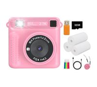KIXZSAZ Mini cámara de impresión instantánea para niños Captura Momentos Especiales en vídeo de 1080P e Imprime Fotos en para Blanco y Negro al Instante Forma Digital, Rosa