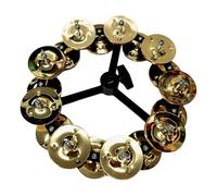 KIXZSAZ Pandereta de doble, instrumento de percusión de metal que produce sonidos brillantes y melodiosos, ideal para jazz, baile, canto, platillos, hi-hat y pandereta, Doble oro, 15.5 cm