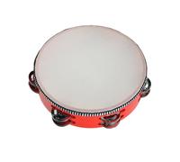 KIXZSAZ Pandereta, instrumento musical de percusión para niños. Enriquece la educación musical y disfruta tocando y Tambor de mano con campana de abedul y cascabel, Rojo, 8 pulgadas