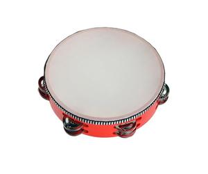 KIXZSAZ Pandereta, instrumento musical de percusión para niños. Enriquece la educación musical y disfruta tocando y Tambor de mano con campana de abedul y cascabel, Rojo, 8 pulgadas