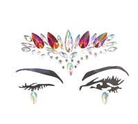 KIXZSAZ Pegatinas de diamantes de imitación ostentosos para la cara de los ojos, joyería geométrica para la frente, decoraciones coloridas DIY, accesorios de maquillaje para disfraces, Rojo