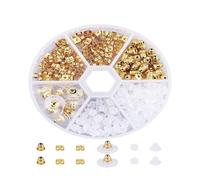 KIXZSAZ Pendientes de 260 piezas con caja de almacenamiento, tapones, bloqueadores de joyería, juego de fabricación artesanal, accesorio para el hogar, Dorado, 2.5-11 mm