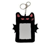 KIXZSAZ Soporte para sesión fotográfica KPOP, Funda de Tarjeta de Felpa de Dibujos Animados, Funda Estilo Ángel, Soporte para sesión fotográfica KPOP de 3 Pulgadas, Tarjetero Coreano Kawaii, Negro