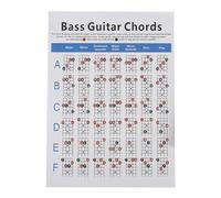 KIXZSAZ Tabla de acordes de bajo para práctica de instrumentos musicales con acordes esenciales y notas fundamentales en negro para un mejor aprendizaje. Póster educativo de de, Tamaño 21 x 28 cm