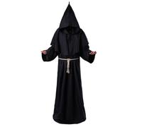 KIXZSAZ Tamaño versátil disponible, ropa de sacerdote monje renacentista para Cosplay, disfraz de Cosplay Medieval poliéster realista, negro, S