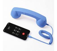 KIXZSAZ Teléfono Retro clásico con transmisión de señal Estable y Sonido nítido. Estilo Vintage. Auricular con Conector USB-C. Transmisión de señal Estable y Sonido Claro, Azul