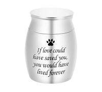 KIXZSAZ Urna Impermeable con Estampado de Huellas de Huellas Recuerdos duraderos Metal Las Necesidades conmemorativas corroen la pequeña urna Acero. Memoria para Siempre, Plata