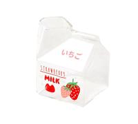 KIXZSAZ Vidrio de cartón de leche cuadrado duradero: a prueba de rasguños y fácil de verificar Excedente Anticorrosión Creamer Kawaii Cup Box, Fresa, 301-400ml