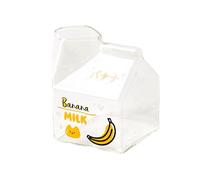 KIXZSAZ Vidrio de cartón de leche cuadrado duradero: a prueba de rasguños y fácil de verificar Excedente Anticorrosión Creamer Kawaii Cup Box, Banana, 301-400ml