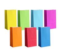 KIYOOMY 50 bolsas de papel de regalo impresas, bolsas de papel kraft azul para niños, Navidad, cumpleaños, fiestas, regalos, suministros