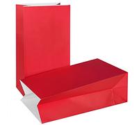 KIYOOMY - Bolsas de papel rojo biodegradables para recuerdos de fiesta, bolsas de papel kraft para almuerzo, 50 unidades