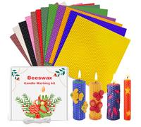 KIYTARBOO Kit de fabricación de velas de cera de abejas, velas de cera de abejas de 12 colores (20,20 cm), con núcleo de algodón de 6 metros, juego de regalo de velas de cera de abejas de vela diy