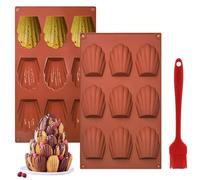 Kizaten 2 Piezas Molde Madeleine,Moldes de Silicona Antiadherente,Reutilizables,Molde de Silicona para Tartas en Forma de Concha para Tartas,Galletas,Chocolate,Mousse,Pudín
