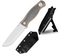 Kizer Polaris Cuchillo de Hoja Fija, Cuchillo de Camping de Acero AEB-L de 4,23" con Mango de Micarta y G10, Cuchillos de Caza y Supervivencia al Aire Libre con Funda Ajustable y Afilador, 1100A1