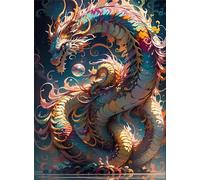 KIZIFI 5D Diamond Painting Adultos Dragón de Anime, Diamond Painting Kit Completo, Square Pintura de Diamante,Bricolaje Cristal Pintura de Diamante Manualidades Kit Hogar Pared Decoración 50x70cm