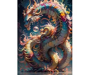 KIZIFI 5D Diamond Painting Adultos Dragón de Anime, Diamond Painting Kit Completo, Square Pintura de Diamante,Bricolaje Cristal Pintura de Diamante Manualidades Kit Hogar Pared Decoración 50x70cm