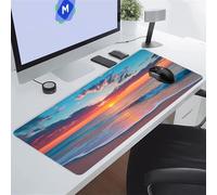 KIZIFI Alfombrilla de Ratón Gaming 600x300x2 mm Alfombrilla Ratón XXL Alfombrilla Escritorio Grande con Bordes Cosidos para Ratón, Teclado, Ordenador, Escritorio (Playa Atardecer)