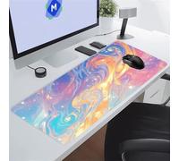 KIZIFI Alfombrilla de Ratón Gaming 600x300x2 mm Alfombrilla Ratón XXL Alfombrilla Escritorio Grande con Bordes Cosidos para Ratón, Teclado, Ordenador, Escritorio (Fluido Colorido)