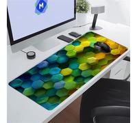 KIZIFI Alfombrilla de Ratón Gaming 600x300x2 mm Alfombrilla Ratón XXL Alfombrilla Escritorio Grande con Bordes Cosidos para Ratón, Teclado, Ordenador, Escritorio (Geometría Azul Verde)