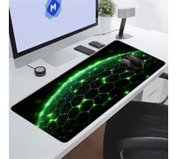 KIZIFI Alfombrilla de Ratón Gaming 600x300x2 mm Alfombrilla Ratón XXL Alfombrilla Escritorio Grande con Bordes Cosidos para Ratón, Teclado, Ordenador, Escritorio (Cian Geométrico)