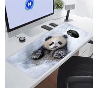 KIZIFI Alfombrilla de Ratón Gaming 600x400x3 mm Alfombrilla Ratón XXL Alfombrilla Escritorio Grande con Bordes Cosidos para Ratón, Teclado, Ordenador, Escritorio (Animal Panda Nieve)