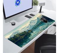 KIZIFI Alfombrilla de Ratón Gaming 900x400x3 mm Alfombrilla Ratón XXL Alfombrilla Escritorio Grande con Bordes Cosidos para Ratón, Teclado, Ordenador, Escritorio (Lago Los Bosques Montaña)