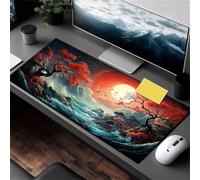KIZIFI Alfombrilla de Ratón Grande Ordenador XXL 600x300x2 mm, Olas Luna Llena Mousepad Extendido para Teclado con Base de Caucho Natural, Protector de Escritorio Duradero y Cómodo para Laptop, PC
