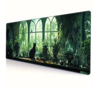KIZIFI Alfombrilla de Ratón XXL 1200x600x2 mm, Base de Goma Antideslizante, Bordes Cosidos, Alfombrilla de Escritorio Multiuso para Oficina, Estudio y Gaming (Animales Gatos Plantas)