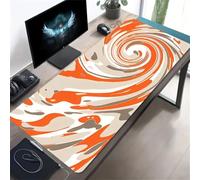 KIZIFI Alfombrilla de Ratón XXL 1200x600x3 mm, Base de Caucho Antideslizante, Bordes Cosidos, Alfombrilla Grande para Teclado y Ratón, para Gaming y Oficina (Naranja Blanco Gris)