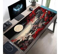 KIZIFI Alfombrilla de Ratón XXL 600x300x2 mm, Base de Caucho Antideslizante, Bordes Cosidos, Alfombrilla Grande para Teclado y Ratón, para Gaming y Oficina (Paisaje Lunar)