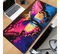 KIZIFI Alfombrilla de Ratón XXL 600x300x2 mm, Base de Caucho Antideslizante, Bordes Cosidos, Alfombrilla Grande para Teclado y Ratón, para Gaming y Oficina (Mariposa Acuarela)