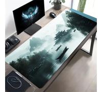 KIZIFI Alfombrilla de Ratón XXL 600x300x2 mm, Base de Caucho Antideslizante, Bordes Cosidos, Alfombrilla Grande para Teclado y Ratón, para Gaming y Oficina (Pintura Paisaje Tinta)