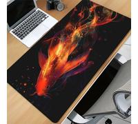 KIZIFI Alfombrilla de Ratón XXL 600x300x2 mm, Base de Caucho Antideslizante, Bordes Cosidos, Alfombrilla Grande para Teclado y Ratón, para Gaming y Oficina (Koi Amarillo)