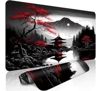 KIZIFI Alfombrilla de Ratón XXL 600x400x2 mm, Base de Caucho Antideslizante, Bordes Cosidos, Alfombrilla Grande para Teclado y Ratón, para Gaming y Oficina (Pintura Japonesa Tinta)
