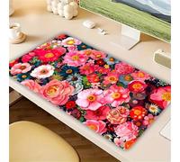 KIZIFI Alfombrilla de Ratón XXL 600x400x3 mm, Base de Goma Antideslizante, Bordes Cosidos, Alfombrilla de Escritorio Multiuso para Oficina, Estudio y Gaming (Flores Rosas)