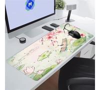 KIZIFI Alfombrilla de Ratón XXL Animales Loto Rosa 600x300x2 mm Grande Alfombrilla Escritorio con Base de Goma Antideslizante y Bordes Cosidos Duradera y Cómoda para Oficina, Juegos