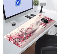 KIZIFI Alfombrilla de Ratón XXL Barco Flores Rosas 600x300x2 mm Grande Alfombrilla Escritorio con Base de Goma Antideslizante y Bordes Cosidos Duradera y Cómoda para Oficina, Juegos
