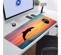 KIZIFI Alfombrilla de Ratón XXL Delfines 700x300x2 mm Grande Alfombrilla Escritorio con Base de Goma Antideslizante y Bordes Cosidos Duradera y Cómoda para Oficina, Juegos