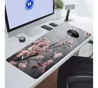 KIZIFI Alfombrilla de Ratón XXL Flores 600x400x3 mm Grande Alfombrilla Escritorio con Base de Goma Antideslizante y Bordes Cosidos Duradera y Cómoda para Oficina, Juegos