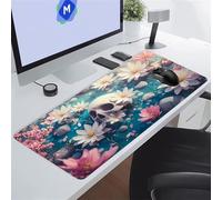 KIZIFI Alfombrilla de Ratón XXL Flores Loto Fantasmas 700x300x3 mm Grande Alfombrilla Escritorio con Base de Goma Antideslizante y Bordes Cosidos Duradera y Cómoda para Oficina, Juegos