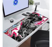 KIZIFI Alfombrilla de Ratón XXL Fluido Gris Negro 800x400x3 mm Grande Alfombrilla Escritorio con Base de Goma Antideslizante y Bordes Cosidos Duradera y Cómoda para Oficina, Juegos