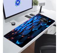 KIZIFI Alfombrilla de Ratón XXL Geométrico Azul 600x300x2 mm Grande Alfombrilla Escritorio con Base de Goma Antideslizante y Bordes Cosidos Duradera y Cómoda para Oficina, Juegos