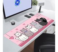 KIZIFI Alfombrilla de Ratón XXL Lindo Gato Dibujos Animados 800x400x3 mm Grande Alfombrilla Escritorio con Base de Goma Antideslizante y Bordes Cosidos Duradera y Cómoda para Oficina, Juegos