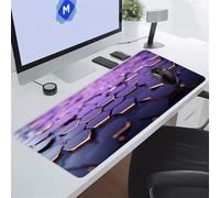 KIZIFI Alfombrilla de Ratón XXL Morado Geométrico 600x300x2 mm Grande Alfombrilla Escritorio con Base de Goma Antideslizante y Bordes Cosidos Duradera y Cómoda para Oficina, Juegos