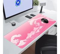 KIZIFI Alfombrilla de Ratón XXL Ondas Rosas 1500x800x2 mm Grande Alfombrilla Escritorio con Base de Goma Antideslizante y Bordes Cosidos Duradera y Cómoda para Oficina, Juegos