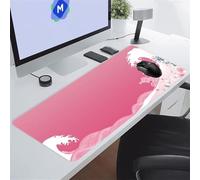 KIZIFI Alfombrilla de Ratón XXL Ondas Rosas 600x300x2 mm Grande Alfombrilla Escritorio con Base de Goma Antideslizante y Bordes Cosidos Duradera y Cómoda para Oficina, Juegos